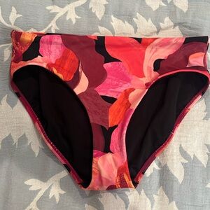 Athleta floral bikini bottom - higher waist with high cut legs.
